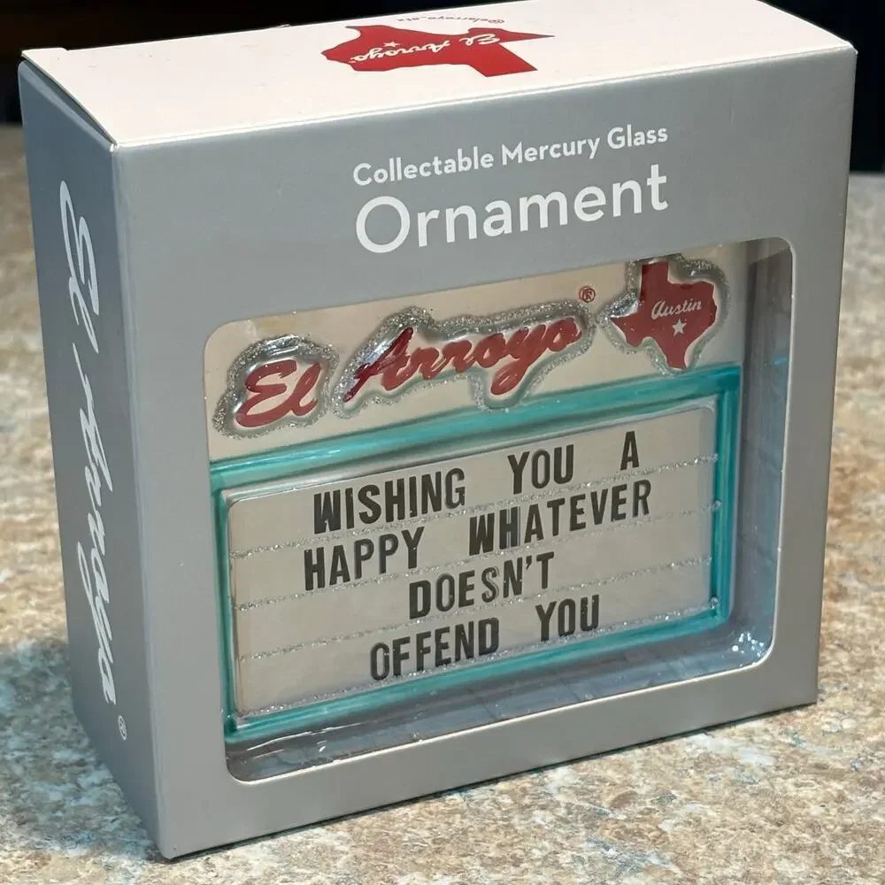 El Arroyo Happy Whatever Doesn't Offend Collectable Mercury Glass Ornament New